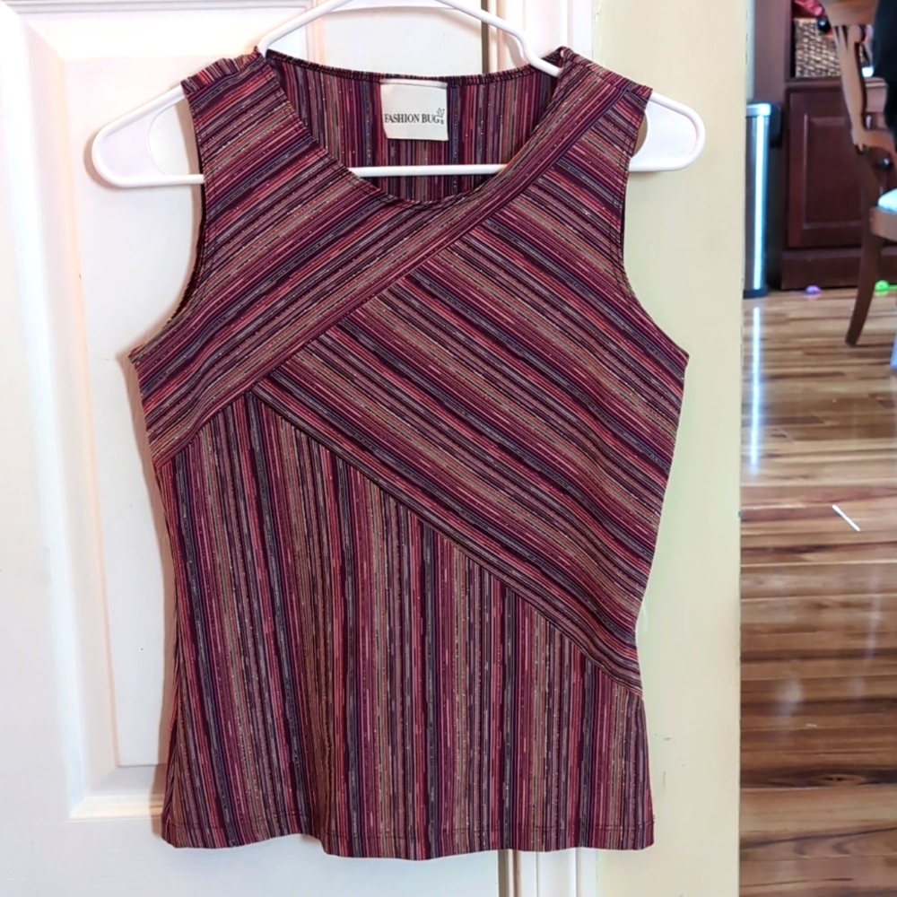 2000s Fashion Bug metallic striped tank top SIZE S